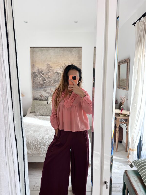Blouse Volant Rose